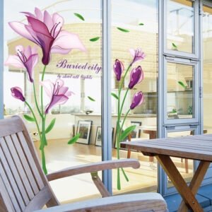 Wall Sticker Purple Flower Self-adhesive Romantic TV Wall Decoration Removable